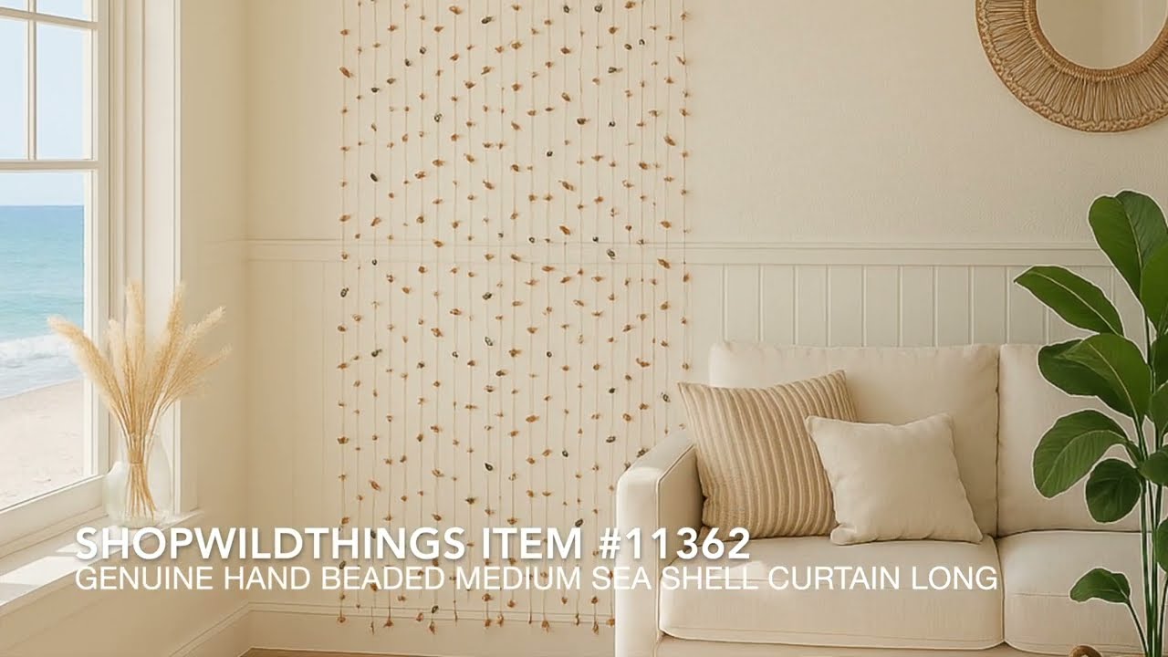 ShopWildThings Genuine Hand Beaded Medium Sea Shell Curtain 78
