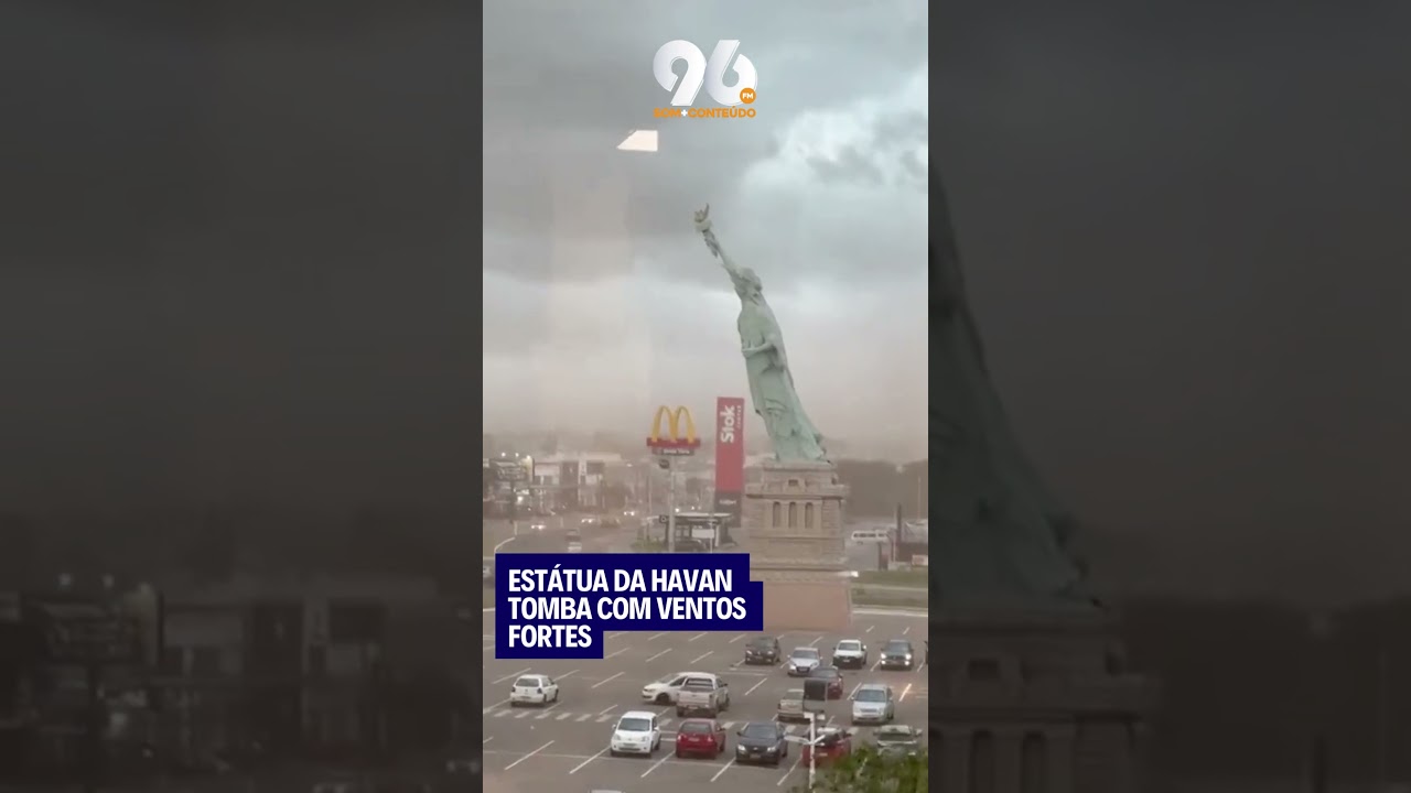 IMPRESSIONANTE: EST&Aacute;TUA DA HAVAN TOMBA COM VENTOS FORTES