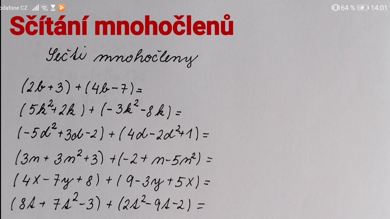 Sčítání mnohočlenů