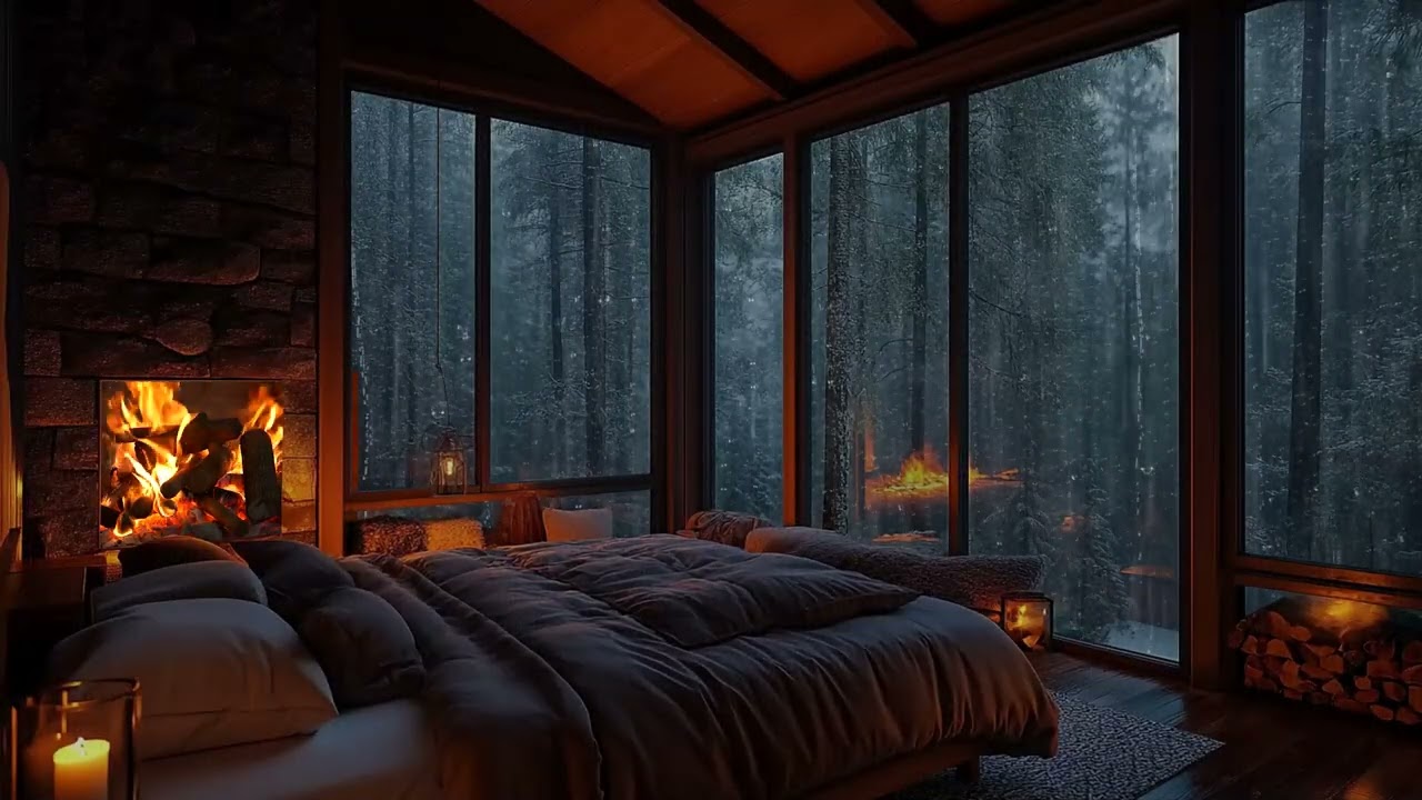 3 Hours of Calm Rain and Rolling Thunder with Fireplace | Perfect for Relaxation and Deep Sleep
