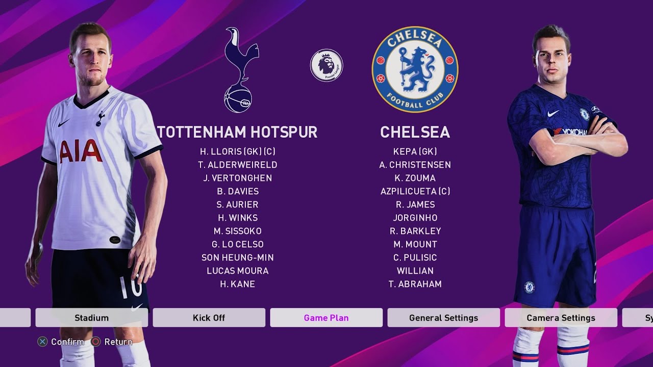 PES 2020 - Tottenham hotspur VS CHELSEA Full match gameplay