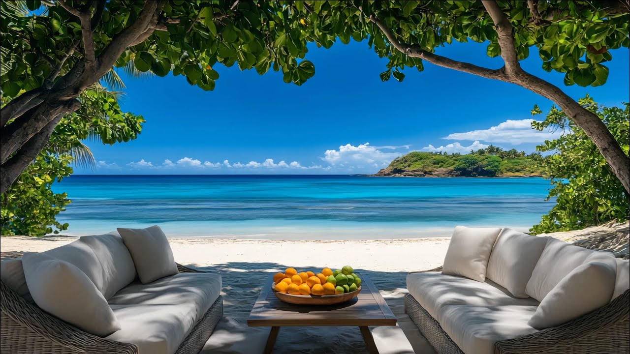 🏝️ Tropical Island Escape | Relax Musik am Strand mit Meeresblick 🍊🌊 | Beach Chill