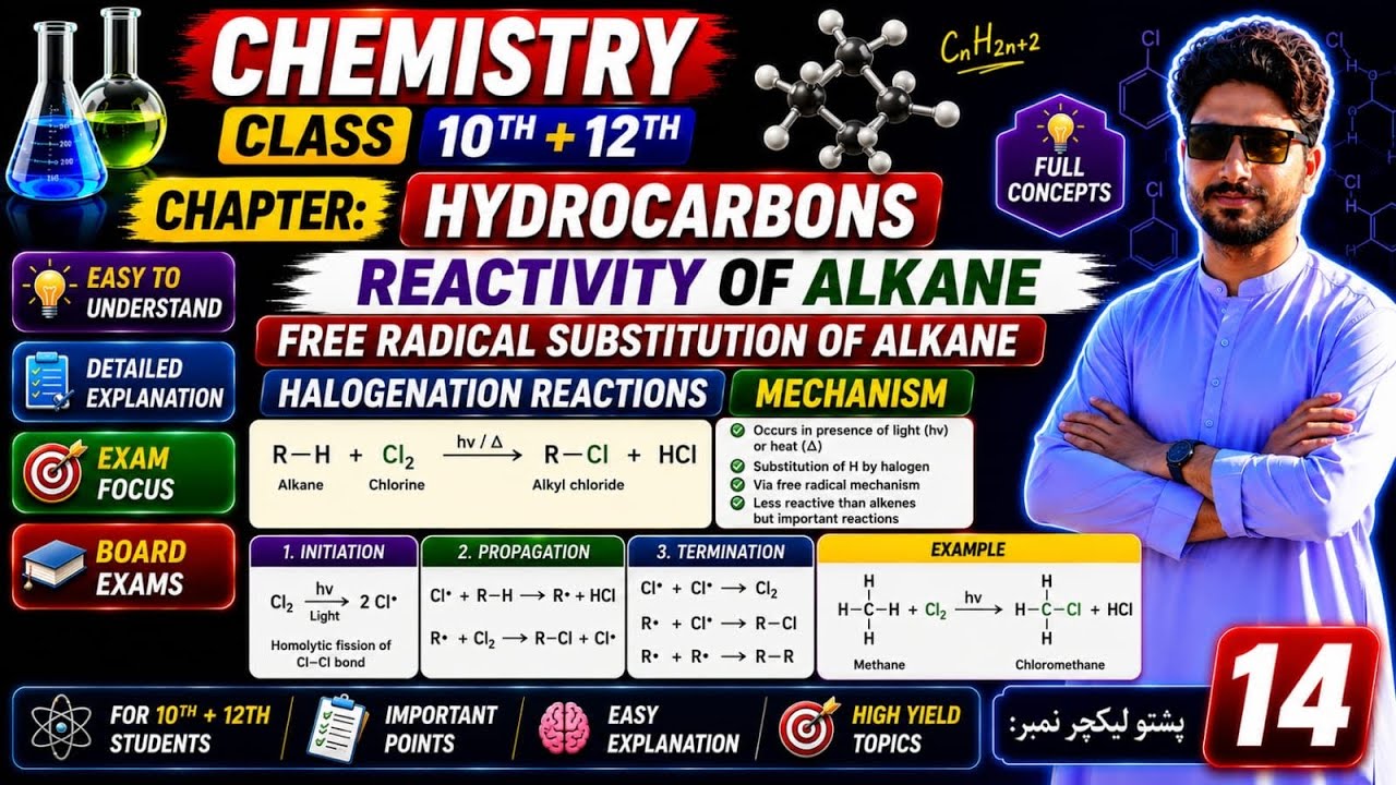 Chemical Reaction of Alkanes|Substitution Reactions|Halogenation Reaction|Substrate|Free Radical Rxn
