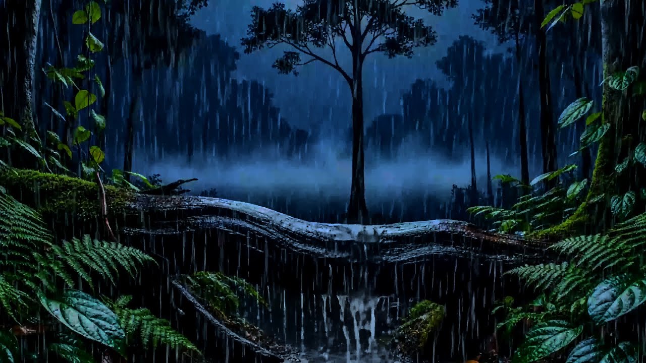 🌙 Heavy Rainfall in a Dark Forest — Calm Sleep Ambience & Anxiety Relief Rain Sounds 💧