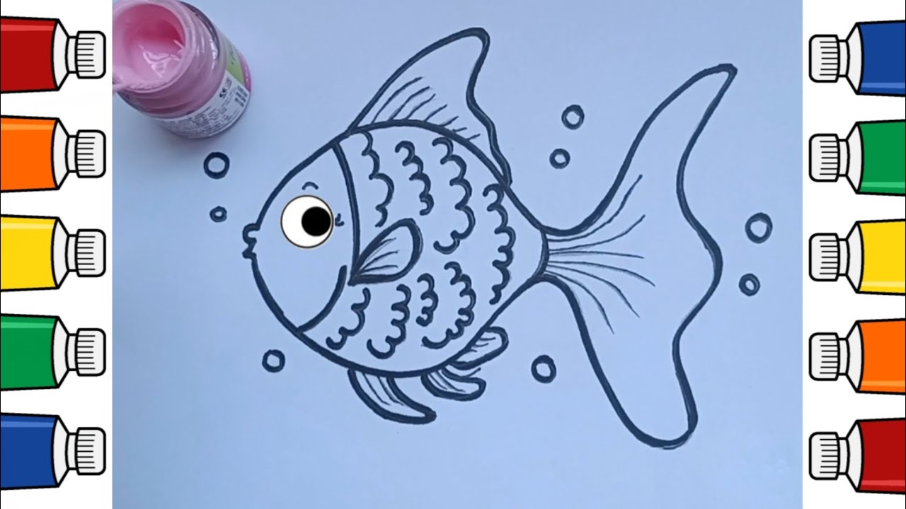 Cute Fish Drawing 🐟🎨 | Easy Drawing for Kids | Fun Coloring Time 🌈
