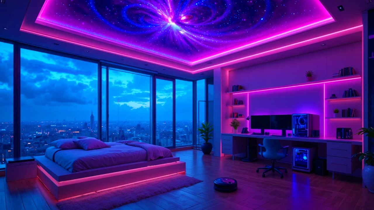 Midnight Neon Rain Ambience ☔ Lofi Beats for Studying, Gaming, Relaxing & Calm Night Focus