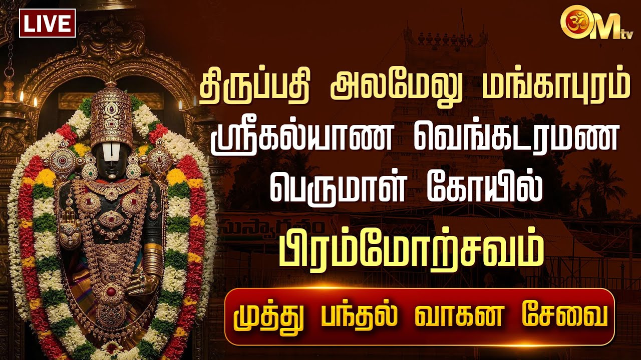 🔴LIVE:திருப்பதி அலமேலு மங்காபுரம் ஸ்ரீகல்யாண வெங்கடரமண பெருமாள் கோயில்  முத்து பந்தல் வாகனசேவை |OMTV