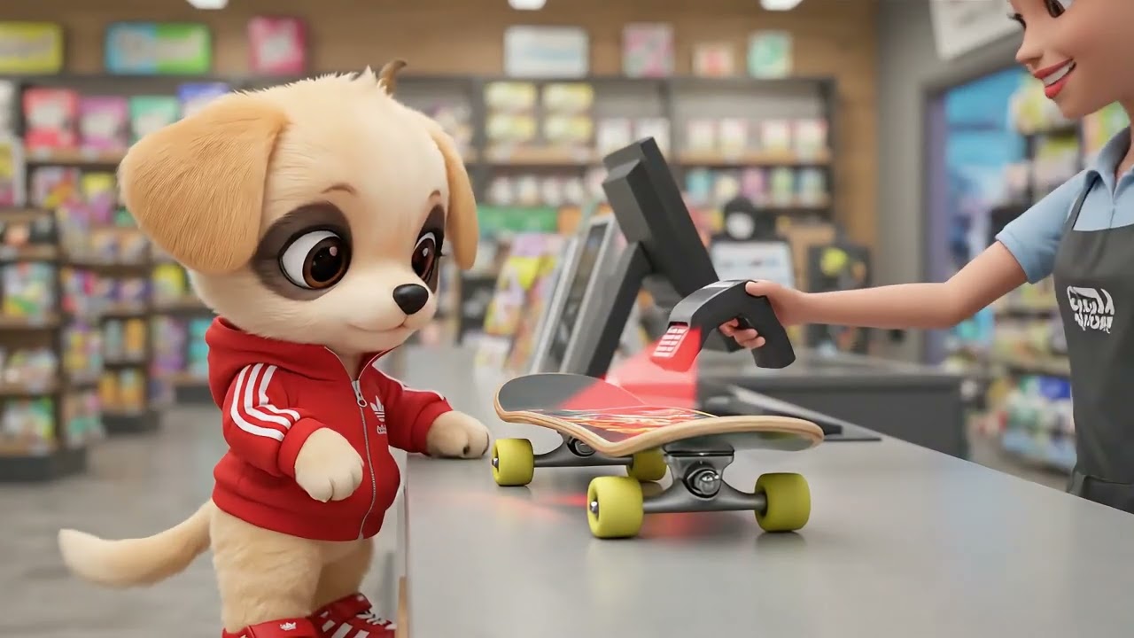 Cute Dog Milo đi siêu thị mua ván trượt