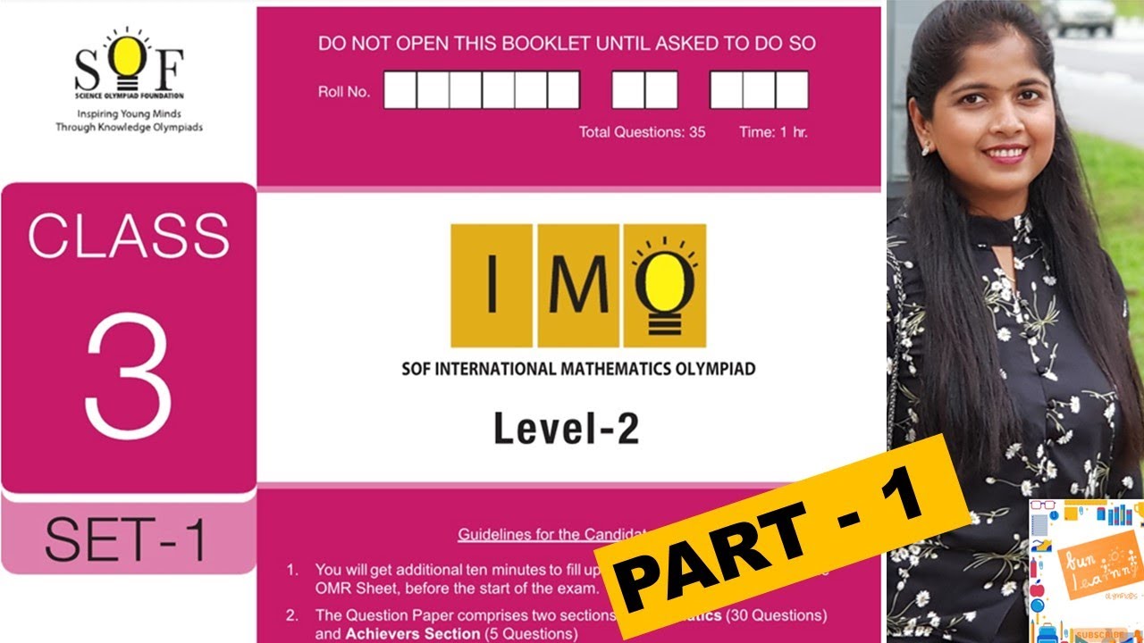 Math Olympiad (IMO) Level 2 for Class 3- SET1 - Previous year exam question paper. Answer explained.