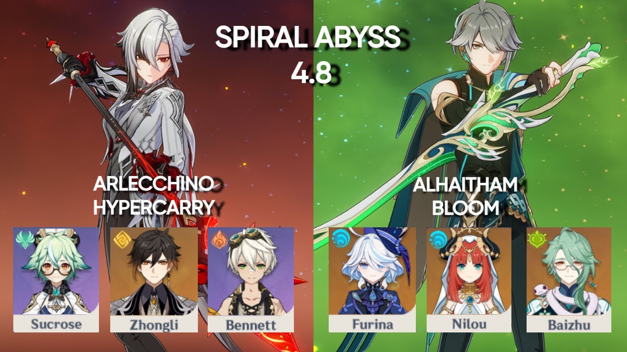 Arlecchino Hypercarry & Alhaitham Bloom - Spiral Abyss 4.8 Floor 12 - Genshin Impact