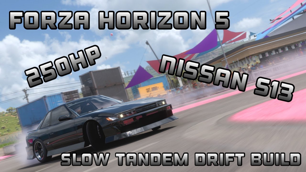 Forza horizon 5 250hp S13 slow drift tandem tune #forzahorizon5 #drift #slowtandembuild #guide