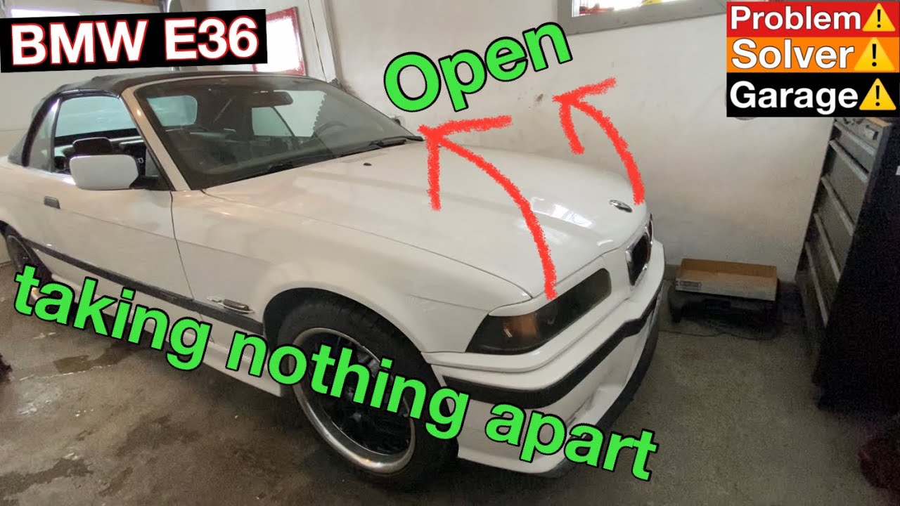 BMW e36 How to open Hood with broken hood release cable (without removing anything)