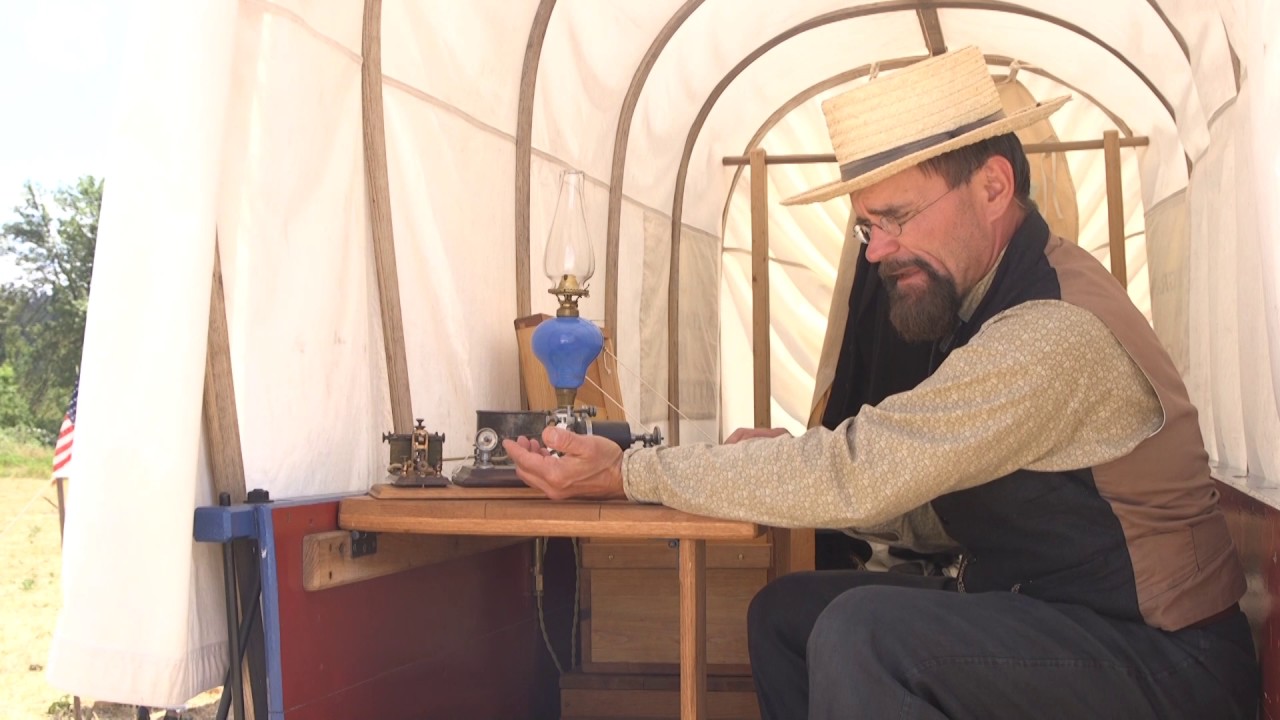Telegraph Operator at Battle of Chihalis River Civil War Reenactment Event