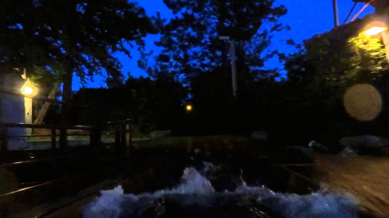 Riding the Log Flume at Canobie Lake Park at Night in HD (From 8/14/13)