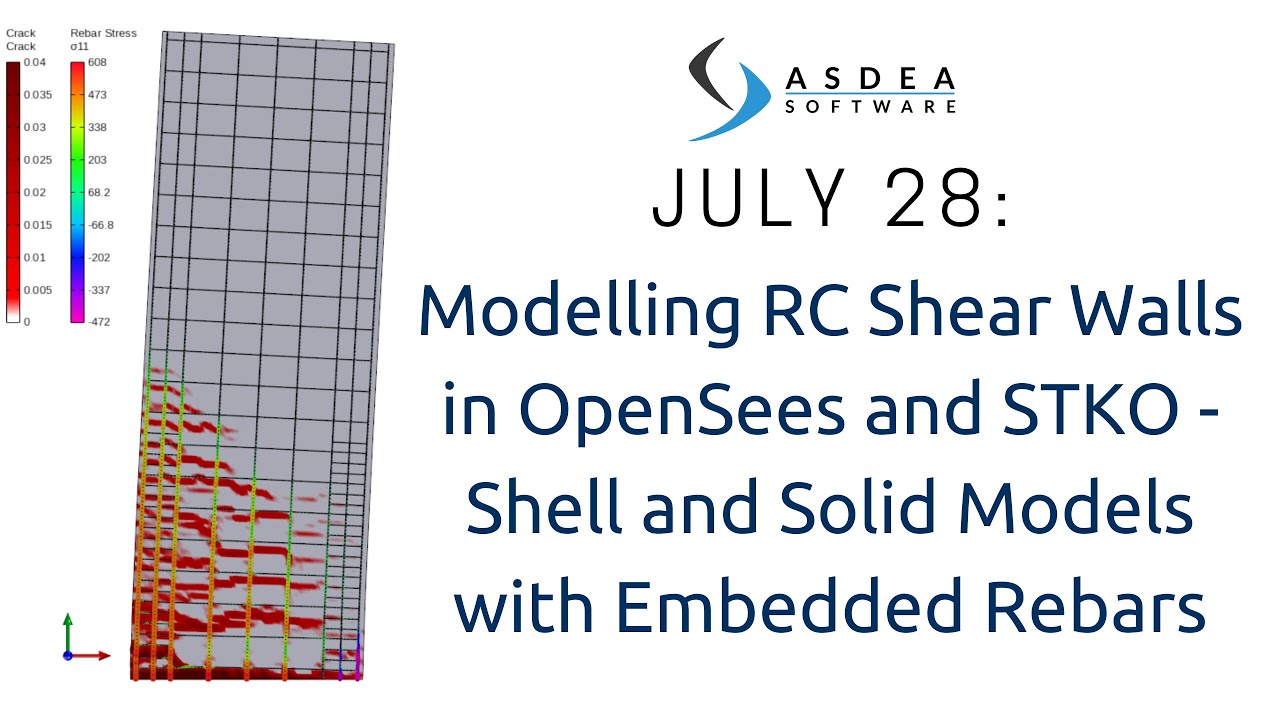 Modelling RC Shear Walls in OpenSees and STKO - Shell and Solid Models with Embedded Rebars