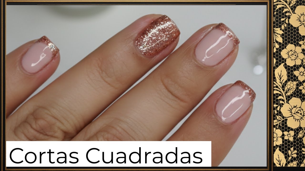 UÑAS CORTAS CUADRADAS estilo MICRO FRANCESA con gel semipermanente 