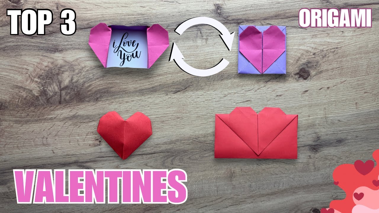 Top 3 Origami Valentine&rsquo;s Day Ideas ❤️ | Easy Heart Box, Envelope & 3D Heart