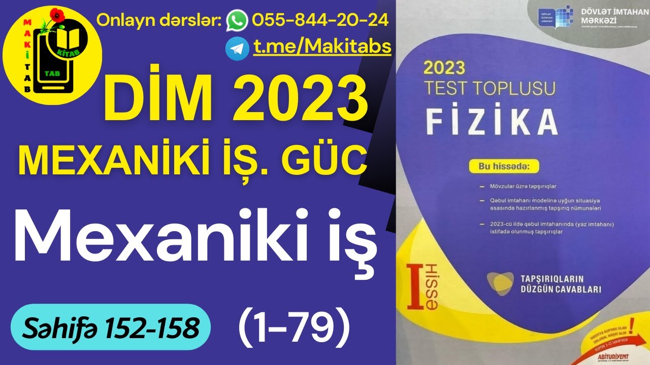 DİM 2023 YENİ TOPLU FİZİKA | Mexaniki iş | Bölmə: Mexaniki iş. Güc