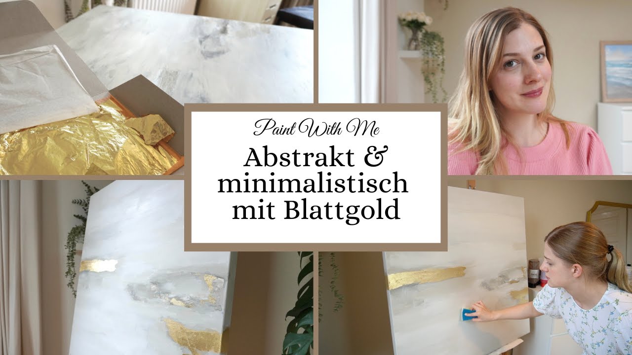 Edel, abstrakt & minimalistisch 🤍✨ Gemälde in Beige und Weiß mit Blattgold