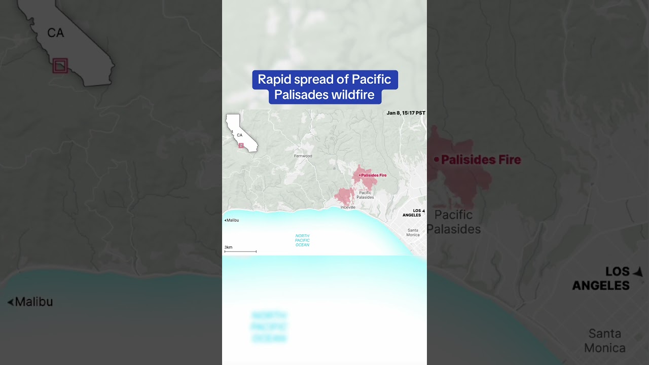 Timeline of the rapid spread of Pacific Palisades wildfire