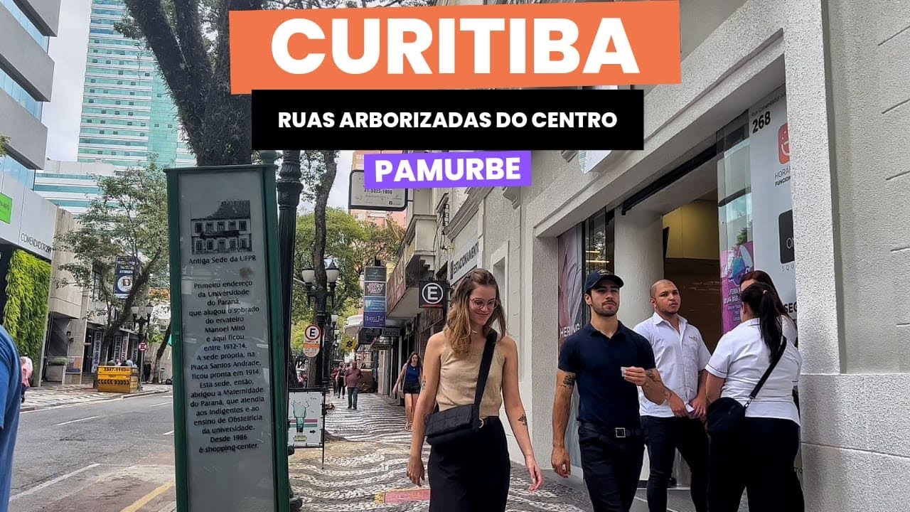 [4K] Curitiba/PR. Ruas lindas do Centro na hora do almoço. Walking Tour with City Sounds