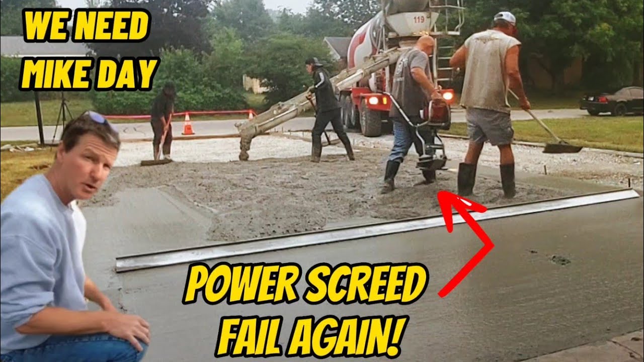 Concrete Power Screed BREAKS while pouring HUGE DRIVEWAY