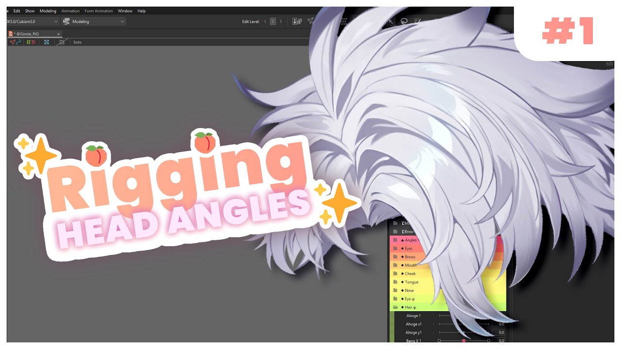 Live2D vtuber model hair angles rigging 🍑 #1