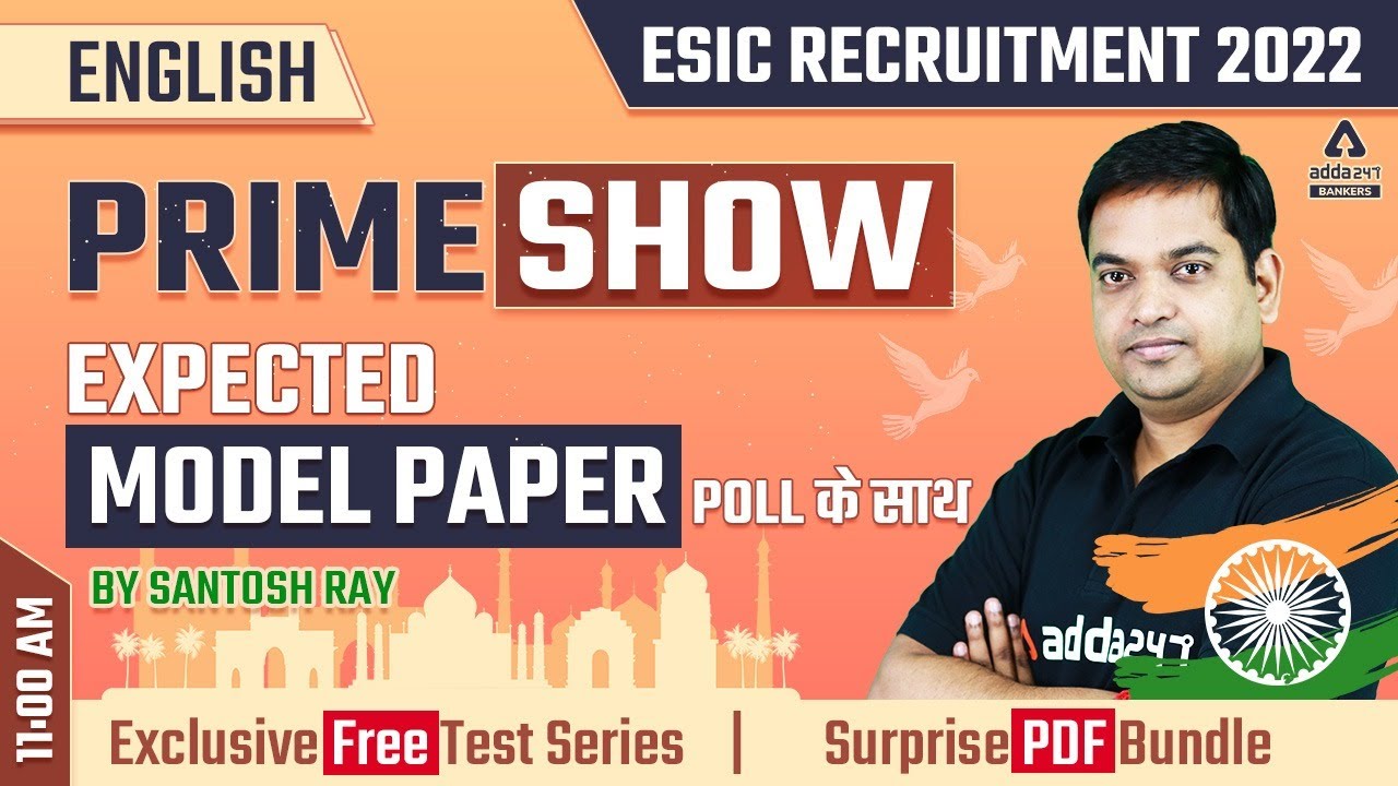 ESIC Recruitment 2022 | Expected Paper | English by Santosh Ray | Adda247