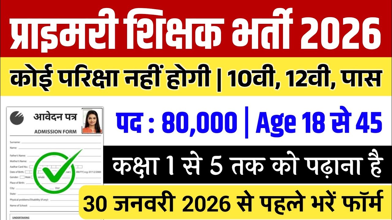 ग्रामीण टीचर भर्ती 2026 | सर्व शिक्षा अभियान भर्ती | Primary Teacher Vacancy 2026 