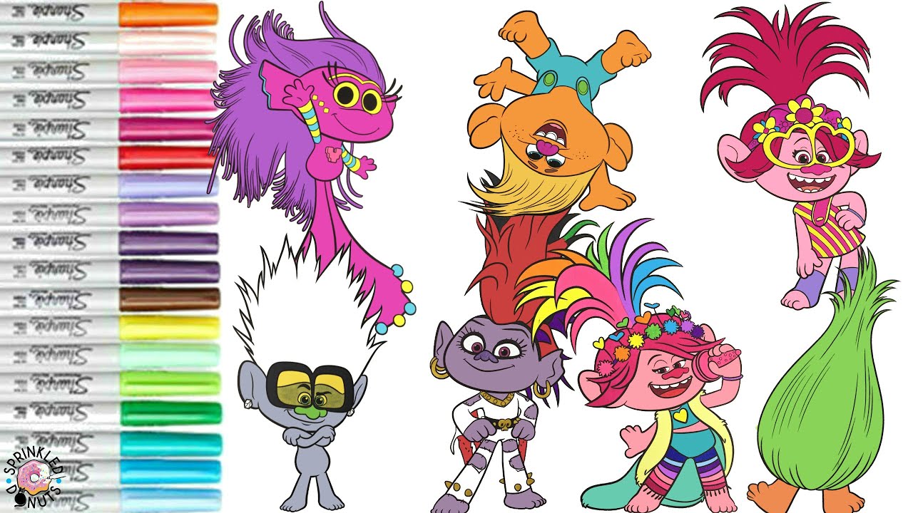 Trolls World Tour Coloring Book Compilation Poppy Barb Bliss Marina Tiny Diamond Fuzzbert