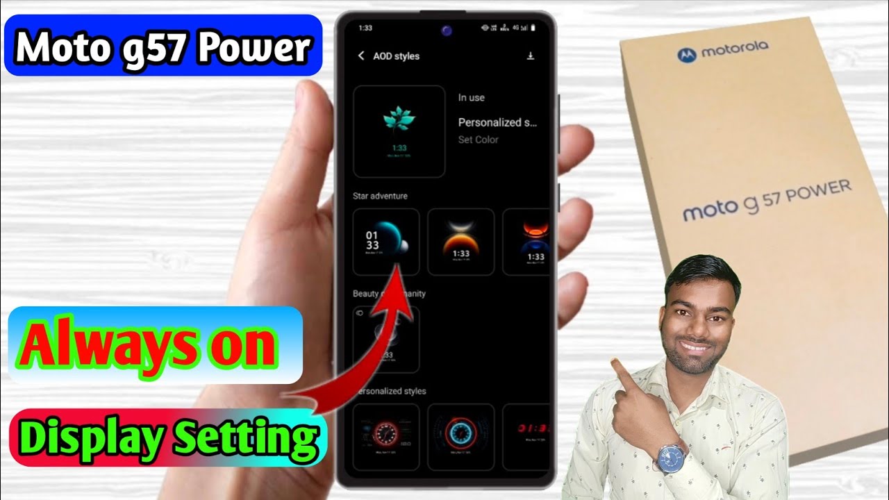 moto g57 power always on display, moto g57 power me aod setting kaise kare
