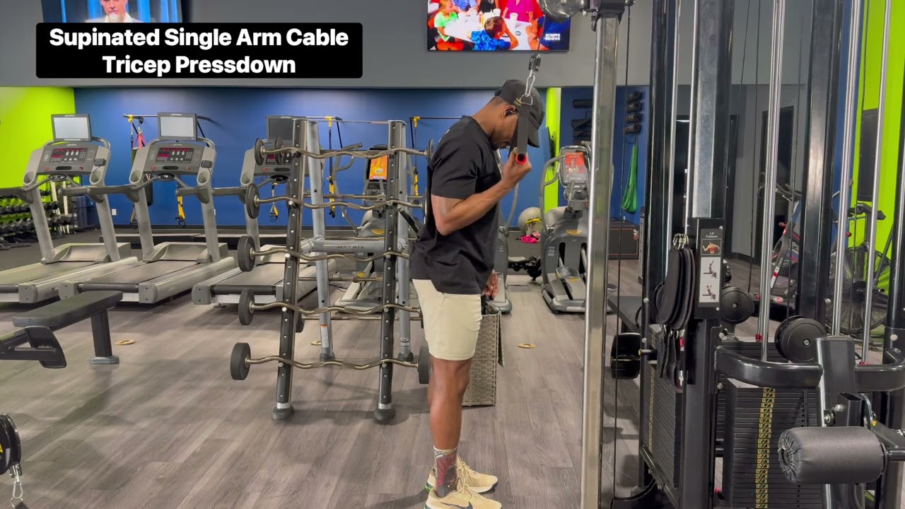 Supinated Single Arm Cable Tricep Pressdown Video Demonstration 