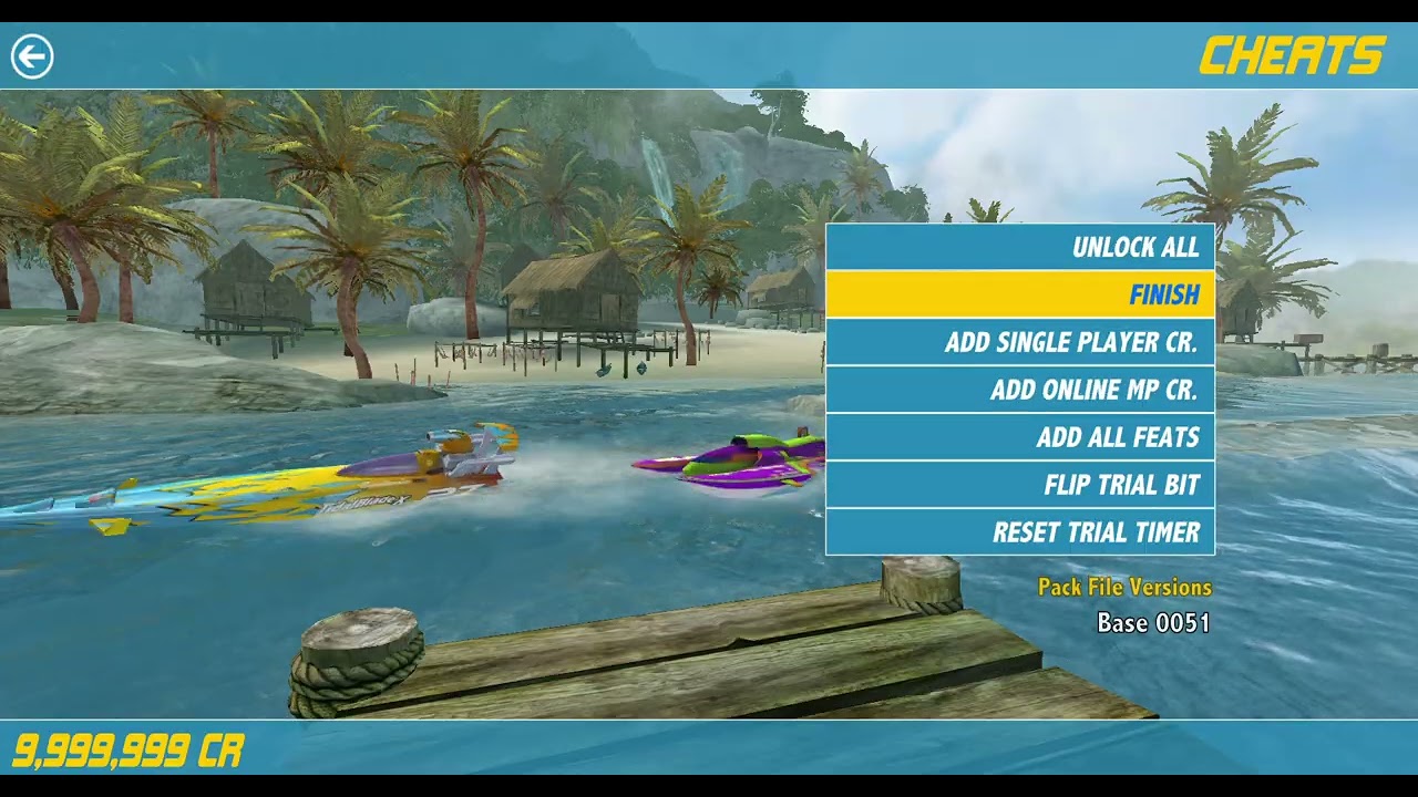 Hydro Thunder Hurricane, accessing the cheat menu