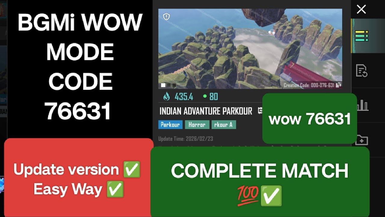 Bgmi wow map 76631  || INDIAN ADVENTURE PARKOUR || Bgmi wow parkour map code 76631 #Bgmi #wow #76631