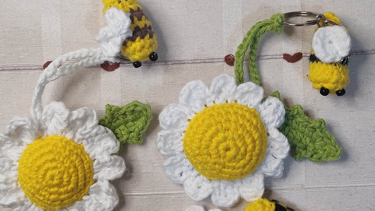 Tutorial-llavero-margarita y abejita-fácil y rápido 