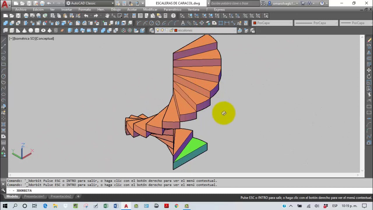 ESCALERAS DE CARACOL 3D AUTOCAD