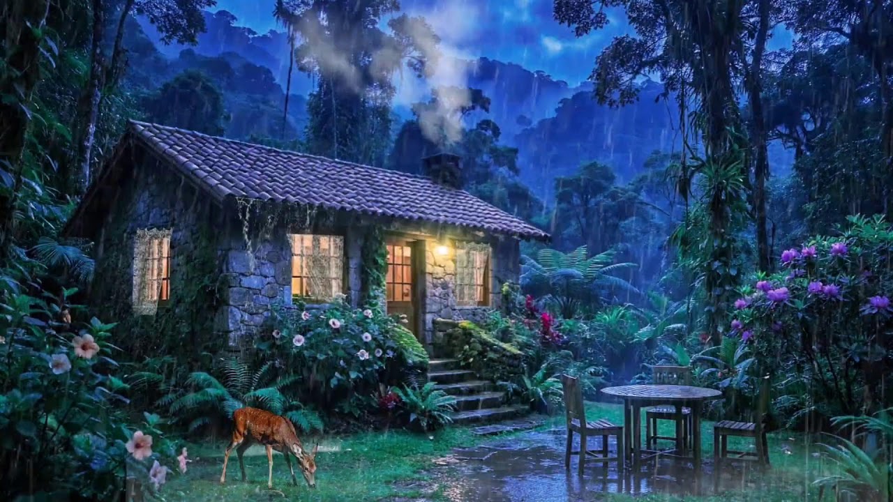 🌧️ Night Rain Outside Cozy Cabin | Deep Sleep Sounds for Insomnia