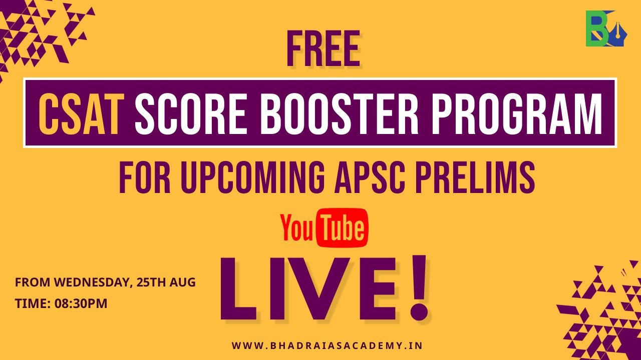 FREE  LIVE  CSAT  SCORE BOOSTER PROGRAM - for upcoming APSC Prelims-2021