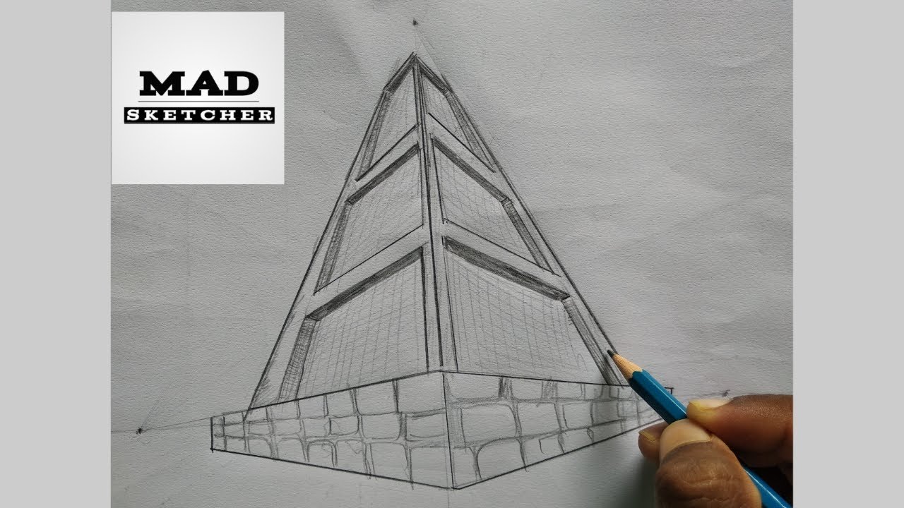 How to draw a tower in three point perspective/How to draw a building in three point perspective