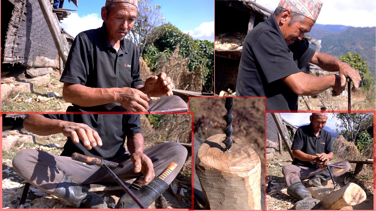 jungle man making plough for farming | village traditional an old primitive technology still in use