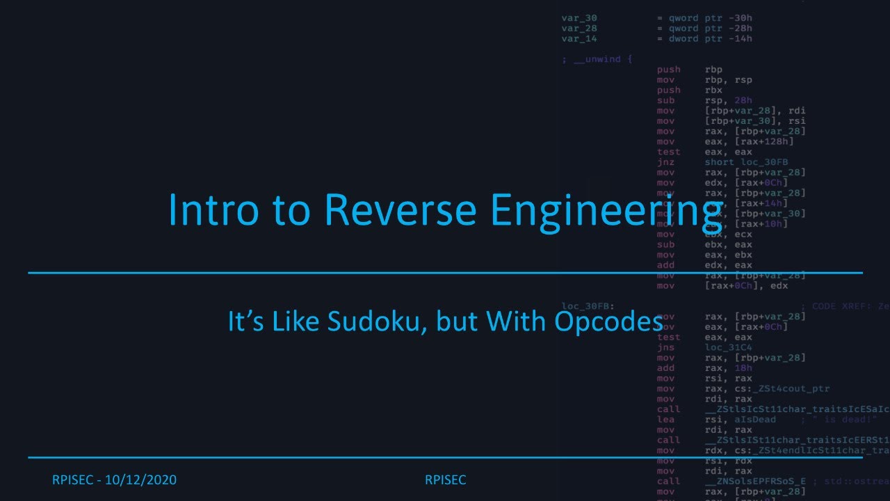 F2020 - Intro to Reverse Engineering