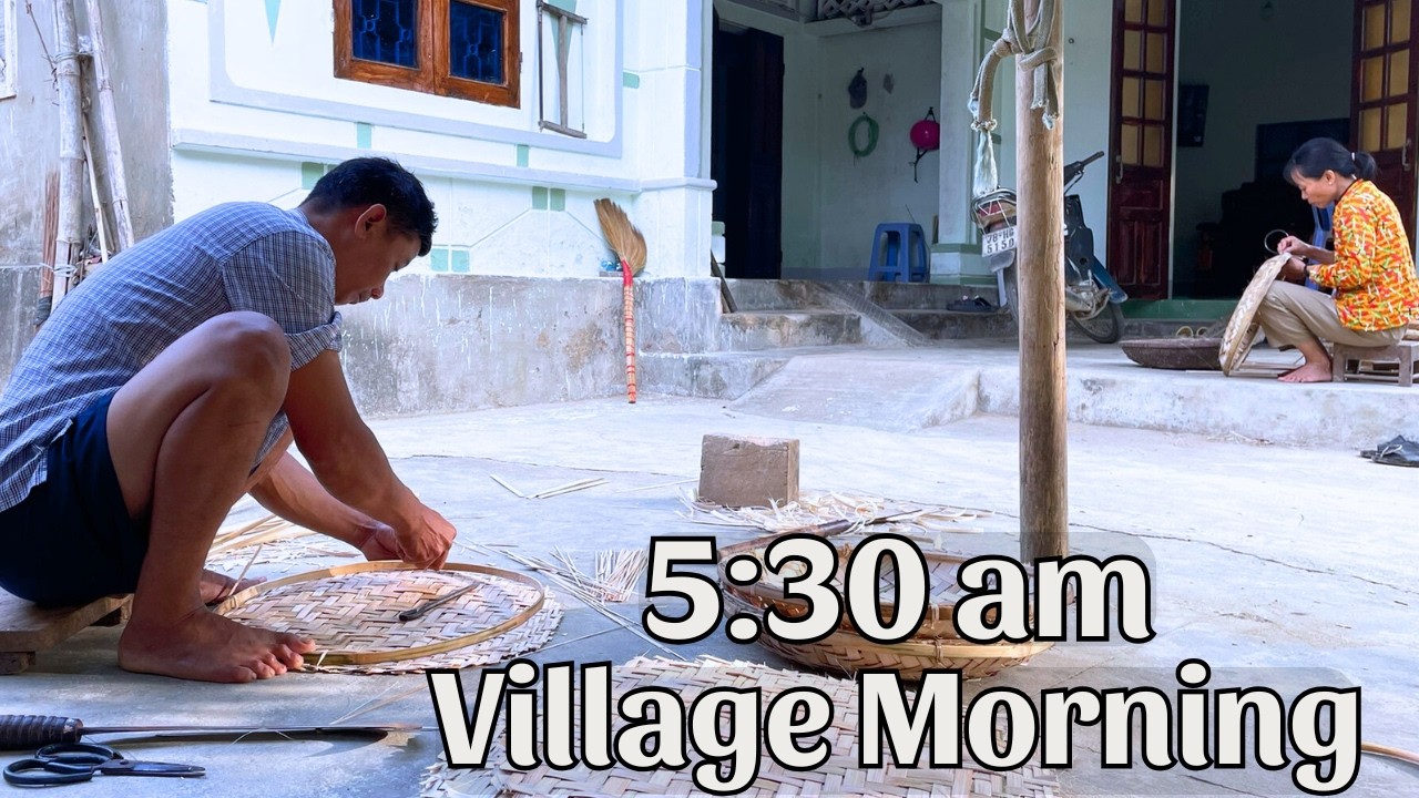 Peaceful Morning Routine in a Traditional Basket Weaving Village - A Dying Art in Vietnam