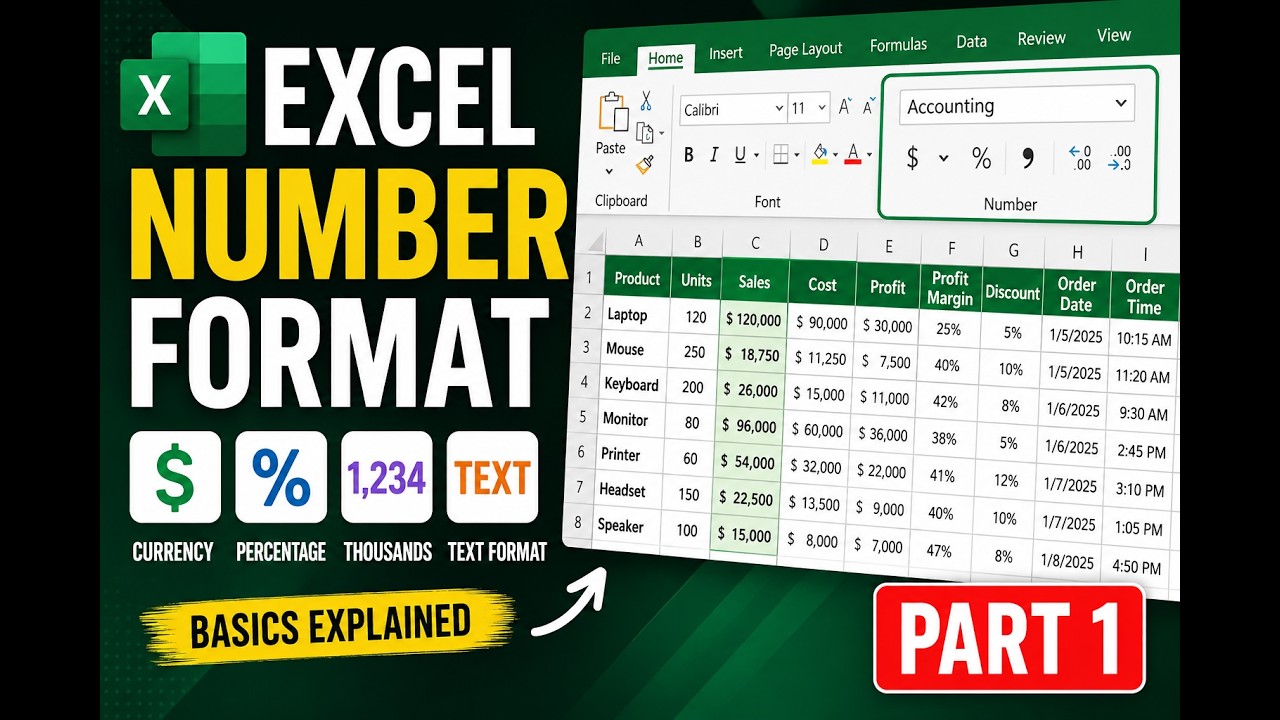 How to Format Numbers in Excel | Currency, Percentage, Decimal & Text