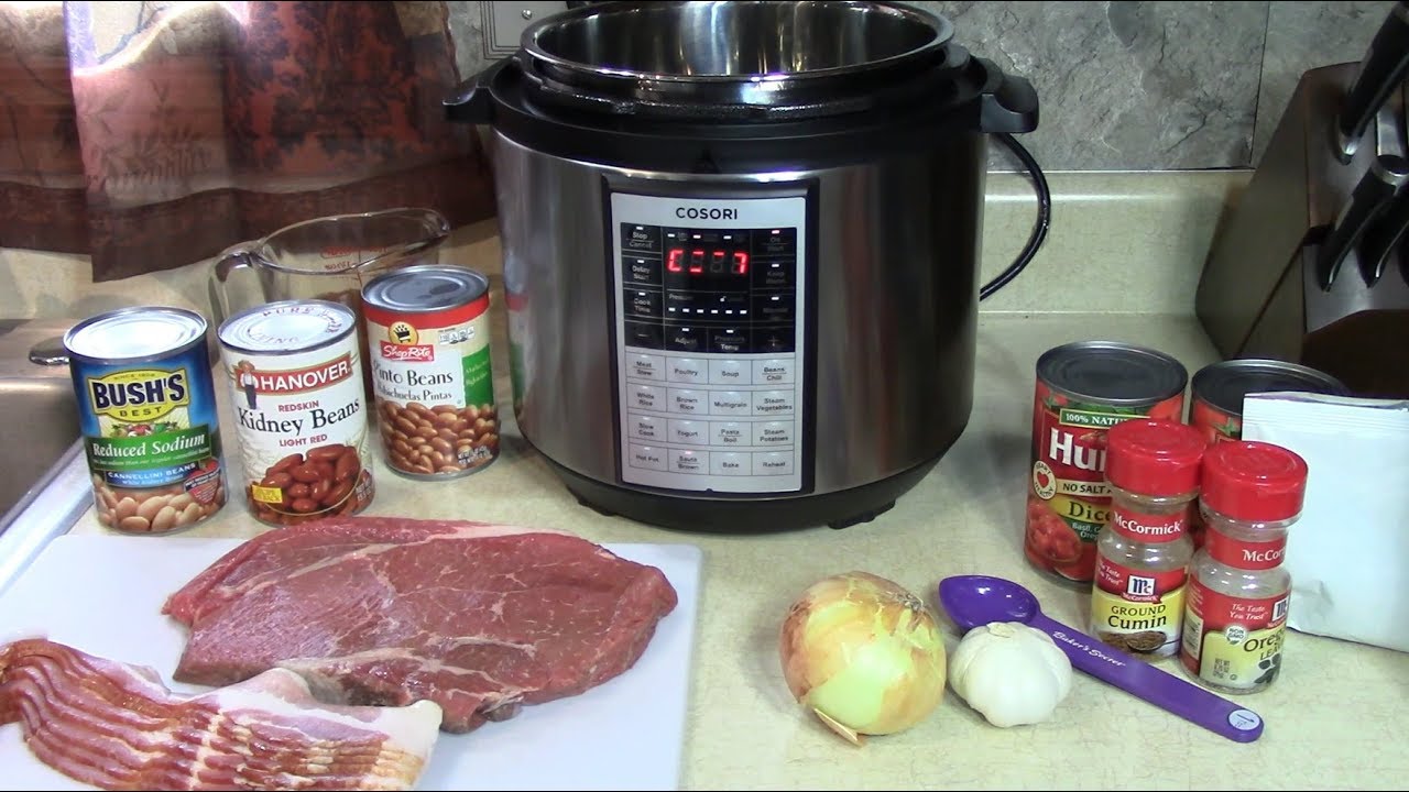 Pressure Cooker Steak Bacon Chili
