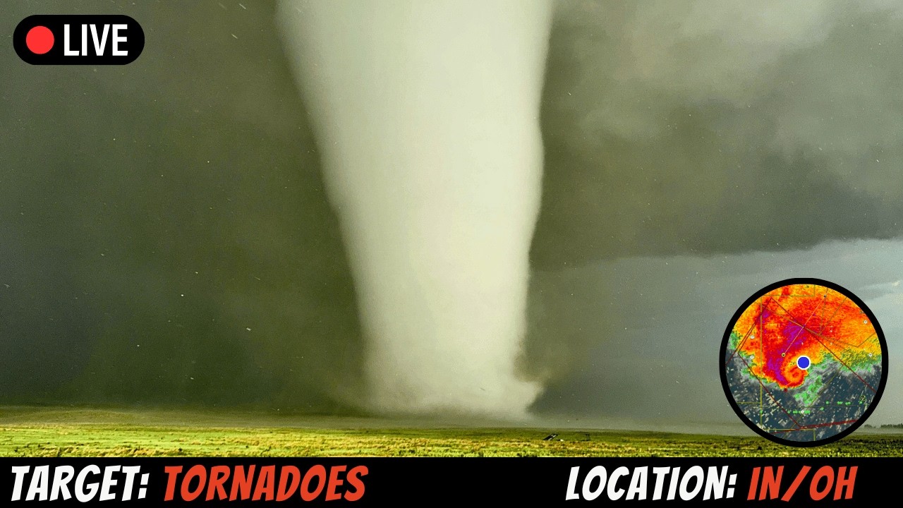 🔴LIVE Strong Tornado and Giant Hail threat target INDIANA/OHIO - LIVE STORM CHASER