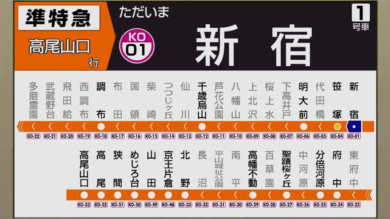 【自動放送】京王線 [準特急] 新宿→高尾山口【廃止種別】/ [Train Announcement] Keiō Line Semi Special Express for Takaosanguchi