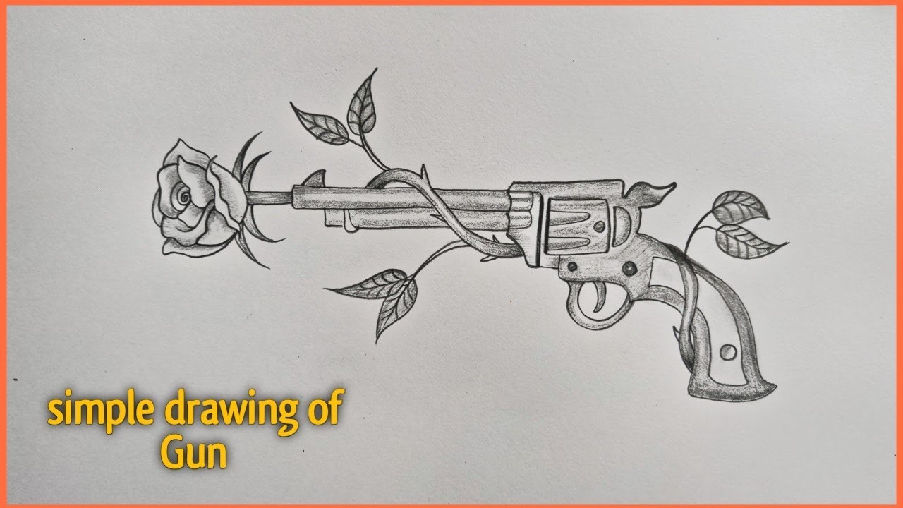 How to make drawing of gun with flower step by step.