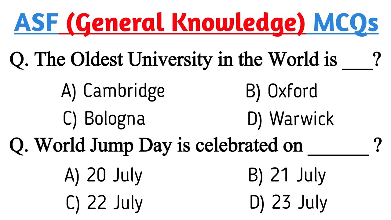 ASF general knowledge questions | ASF written test preparation | ASF past papers