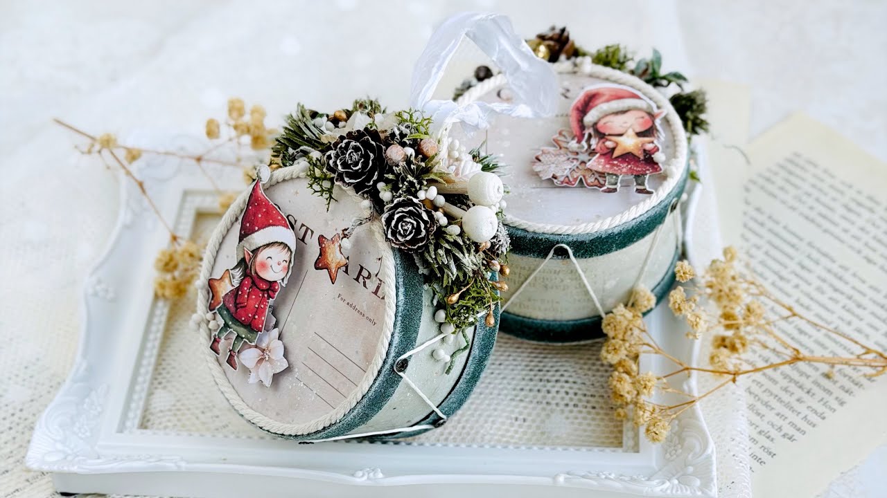 Turn an Empty Tape Roll into a Cute Christmas Drum Ornament! DIY
