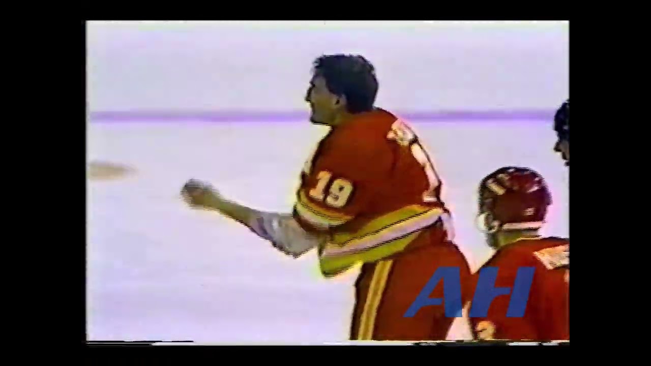 NHL Jan. 27, 1991 Rob Ray,BUF v Tim Hunter,CGY Buffalo Sabres Calgary Flames